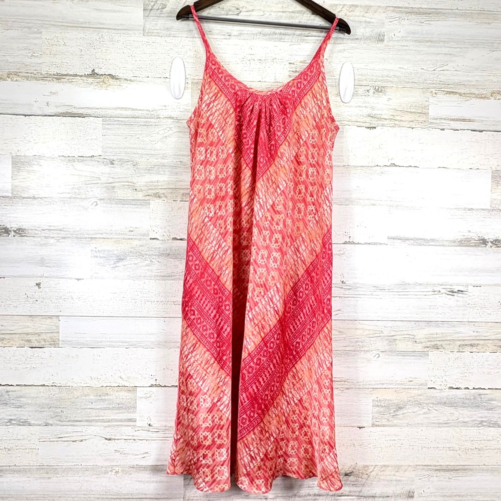 Oscar de‎ la Renta Pink Floral Print Spaghetti Strap Slvless Midi Slip Dress XL